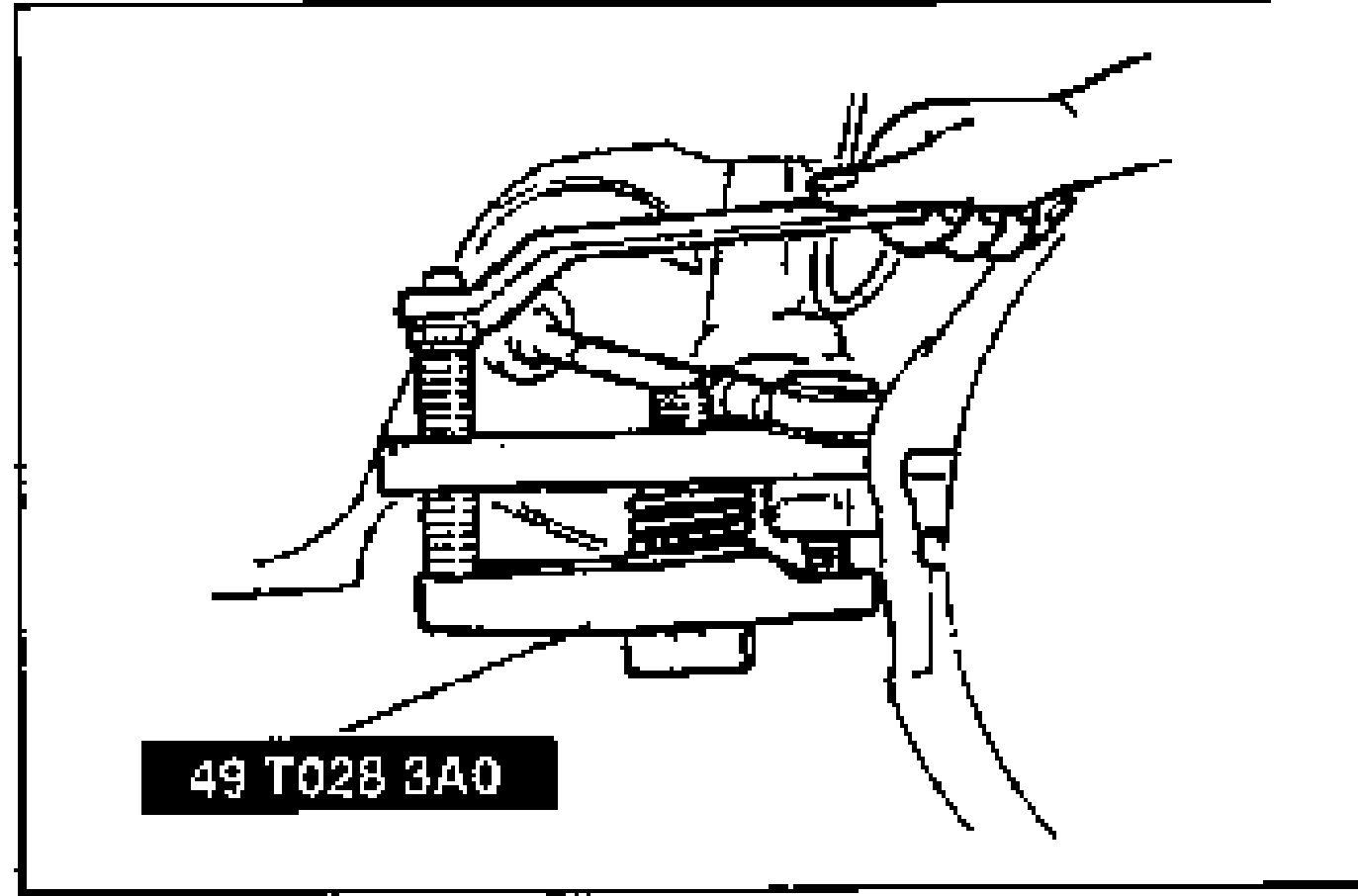 Removal Note illustration for the tie-rod end: SST 49 T028 3A0 installed to disconnect the tie-rod end from the knuckle.