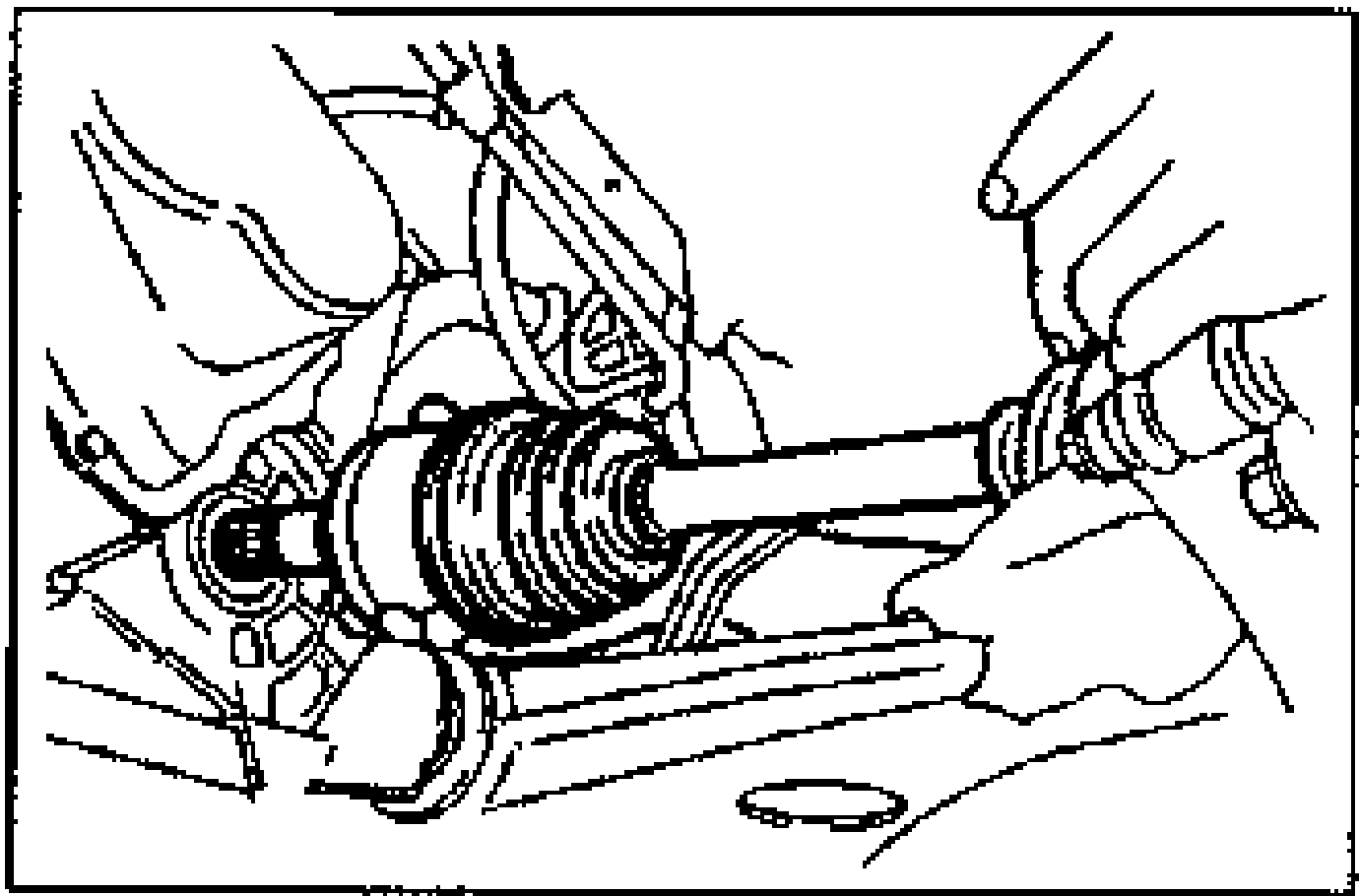 Line drawing of the drive shaft being pushed into the transaxle (left side) or joint shaft (right side) by hand, illustrating the installation step.