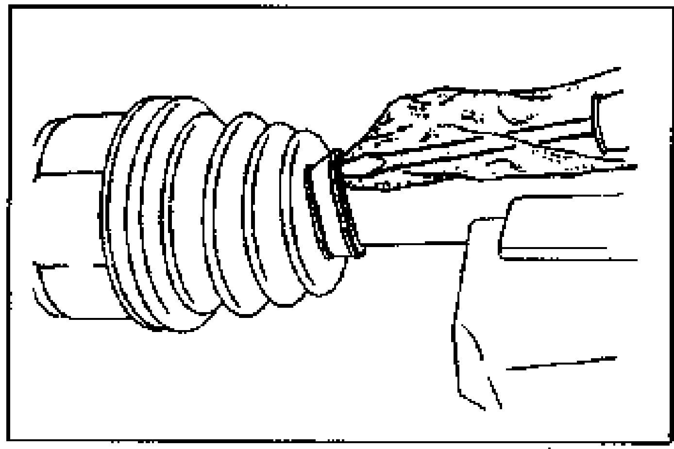 Line drawing of releasing trapped air from inside the boot using a rag-covered screwdriver.