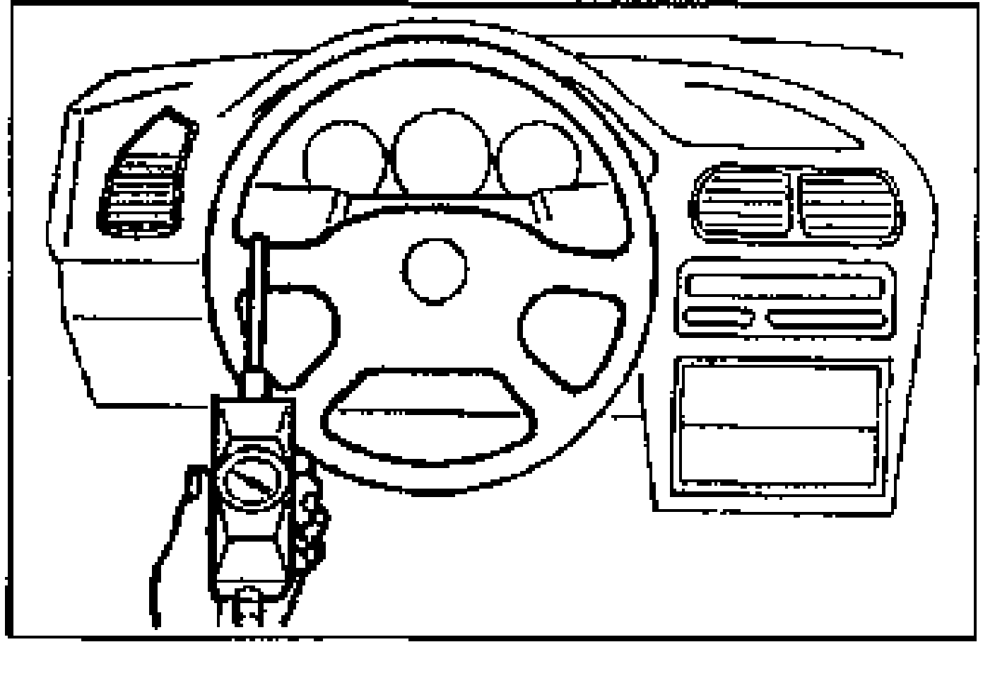 Front view of steering wheel with a pull scale (spring gauge) attached to the outer rim at the bottom, illustrating measurement of steering wheel effort.
