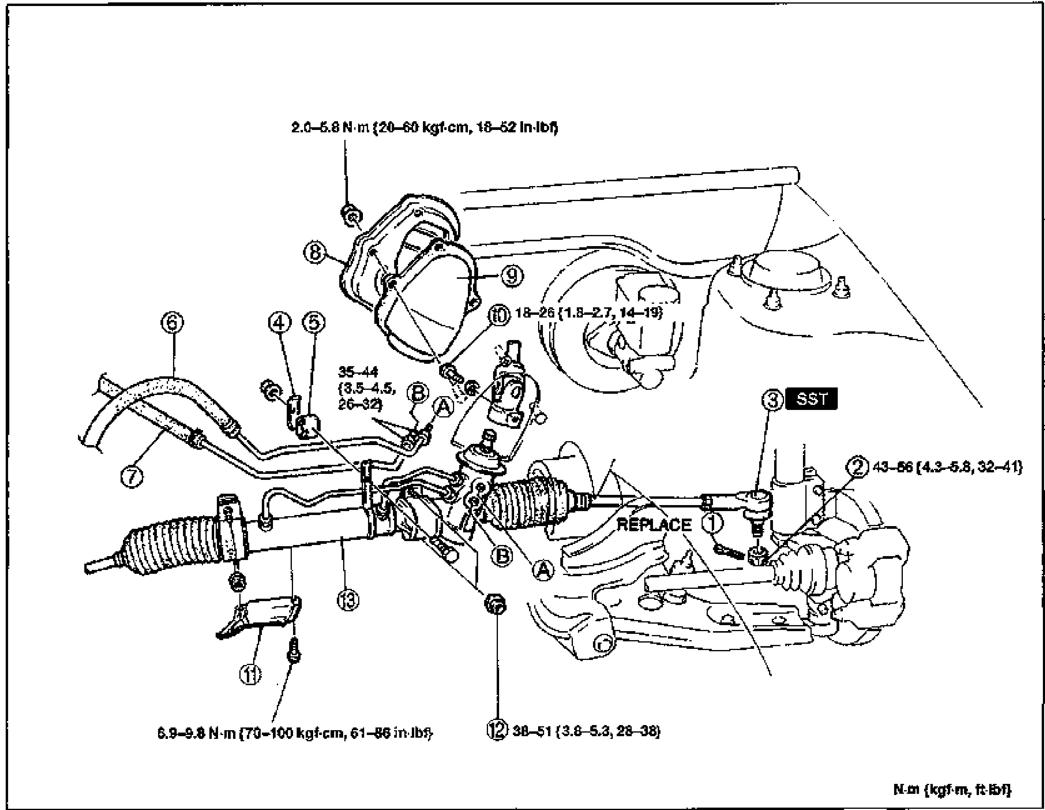 ENGINE SPEED SENSING POWER STEERING — Steering Gear and Linkage (K8 DOHC) Removal / Installation