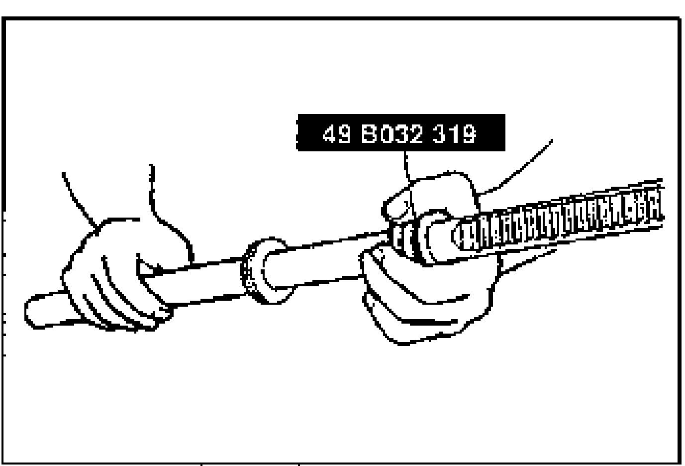 Hand placing the oil seal and inner guide at the edge of the steering rack pinion using SST 49 B032 319.