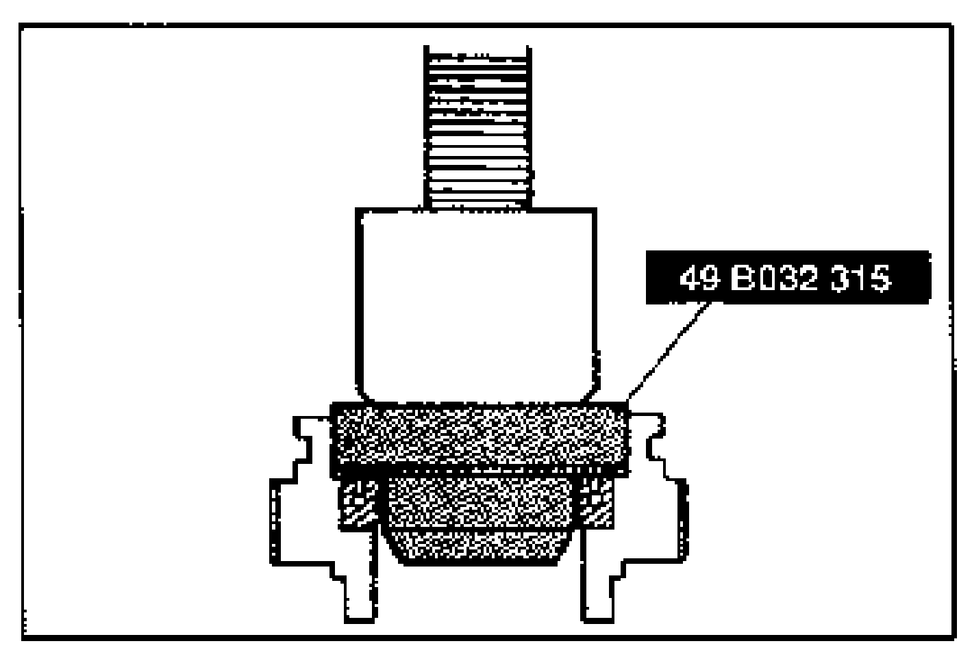 Cross-section showing the SST 49 B032 315 pressing in a new oil seal with a flat plate against the bearing of the plug assembly.