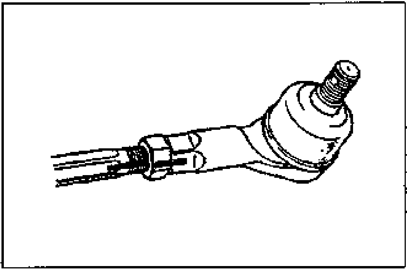 Tie-rod end with a mark made for proper installation before removal.
