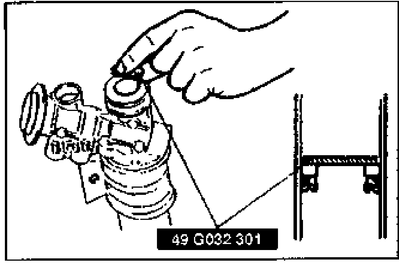 SST inserted from the pinion housing side so that it contacts the spacer. Illustrates step 1 of 'Spacer, oil seal'.