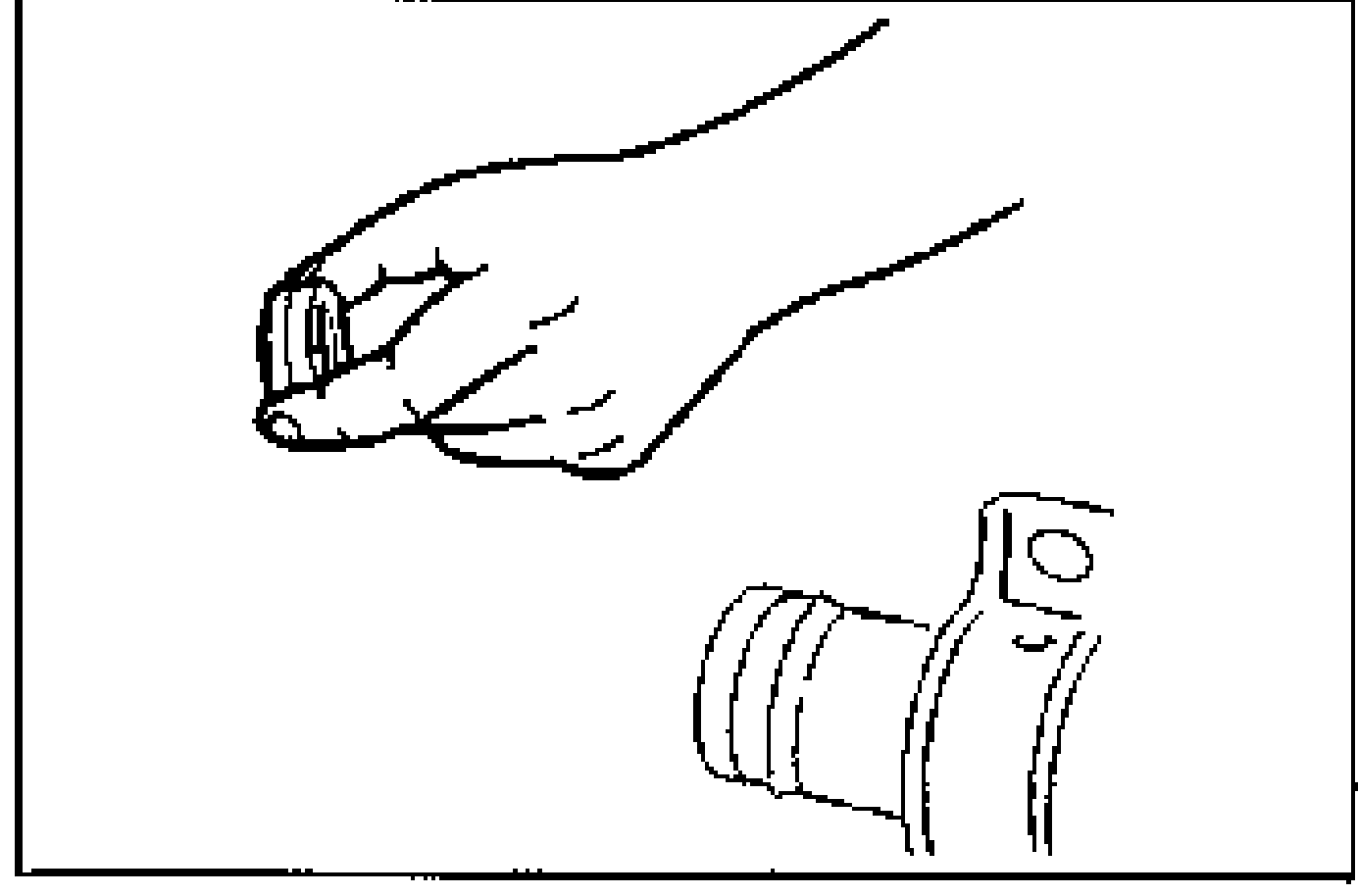 Line drawing of a hand holding the spacer with new oil seal connected, applying ATF, with the steering housing tube shown lower right.
