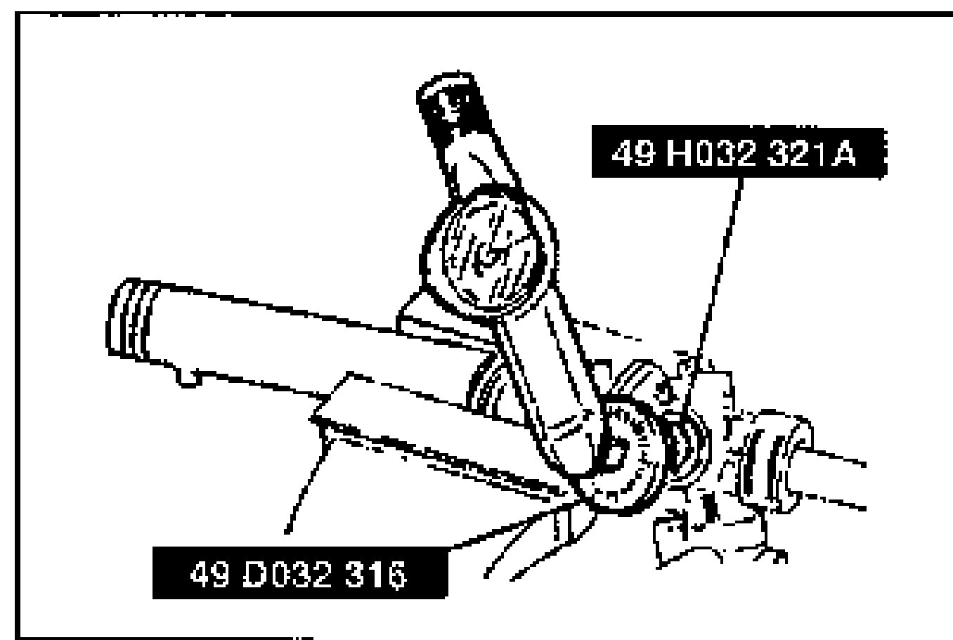 Line drawing of setting the SSTs and a torque wrench against the adjusting cover. Tool labels '49 H032 321A' and '49 D032 316' are shown.