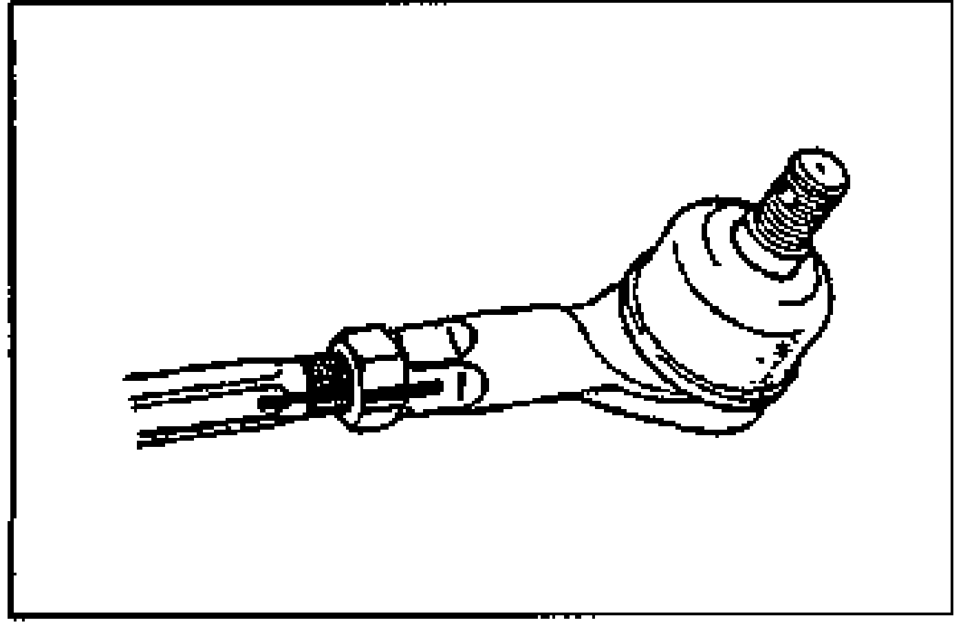 Line drawing of the tie-rod end ball joint with its boot, shown installed on the tie rod.