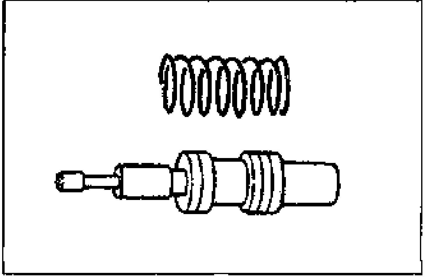 Control valve and spring shown separated: coil spring (top) above the control valve spool (bottom), for crack/blockage/wear inspection.