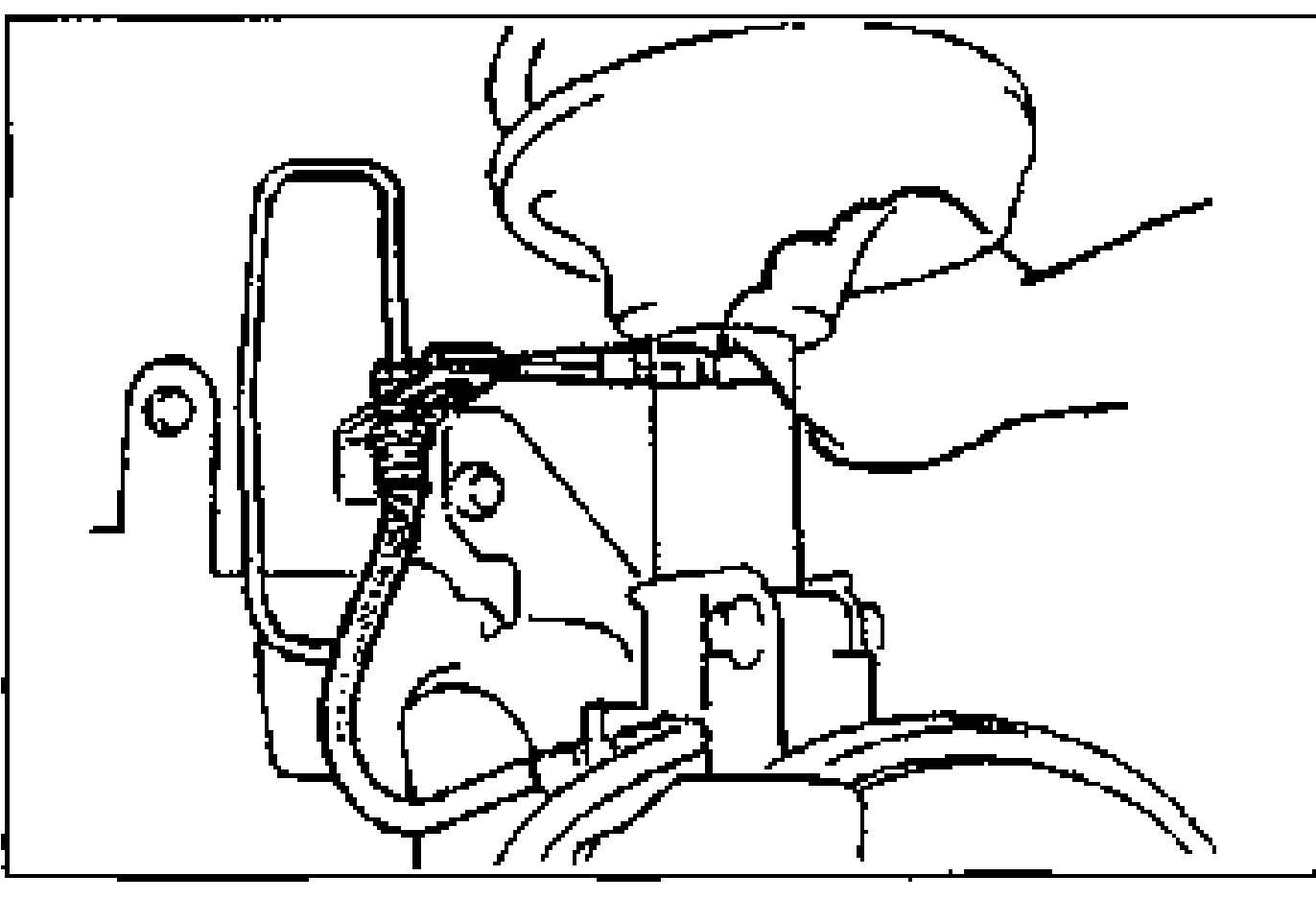 View of the flexible hose being fixed into its mounting bracket with the retaining clip connected, with the clip and bracket detailed.