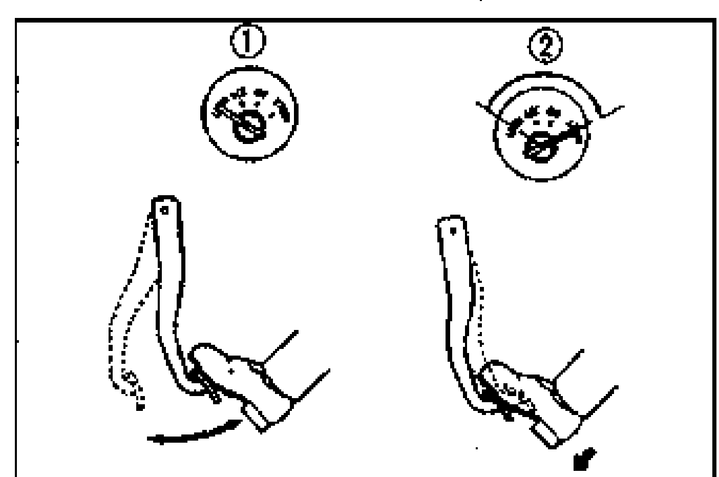 Step 1 illustration showing two vacuum gauges (1 and 2) above a brake pedal being depressed by a foot, with an arrow indicating the pedal moving down slightly after the engine starts.