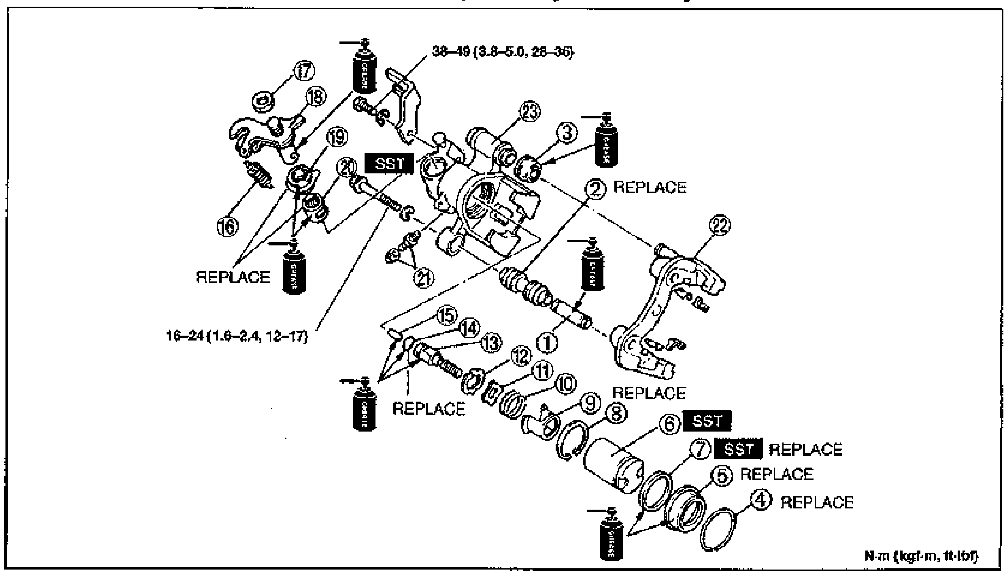 Conventional Brake System — Rear Caliper Disassembly / Inspection / Assembly