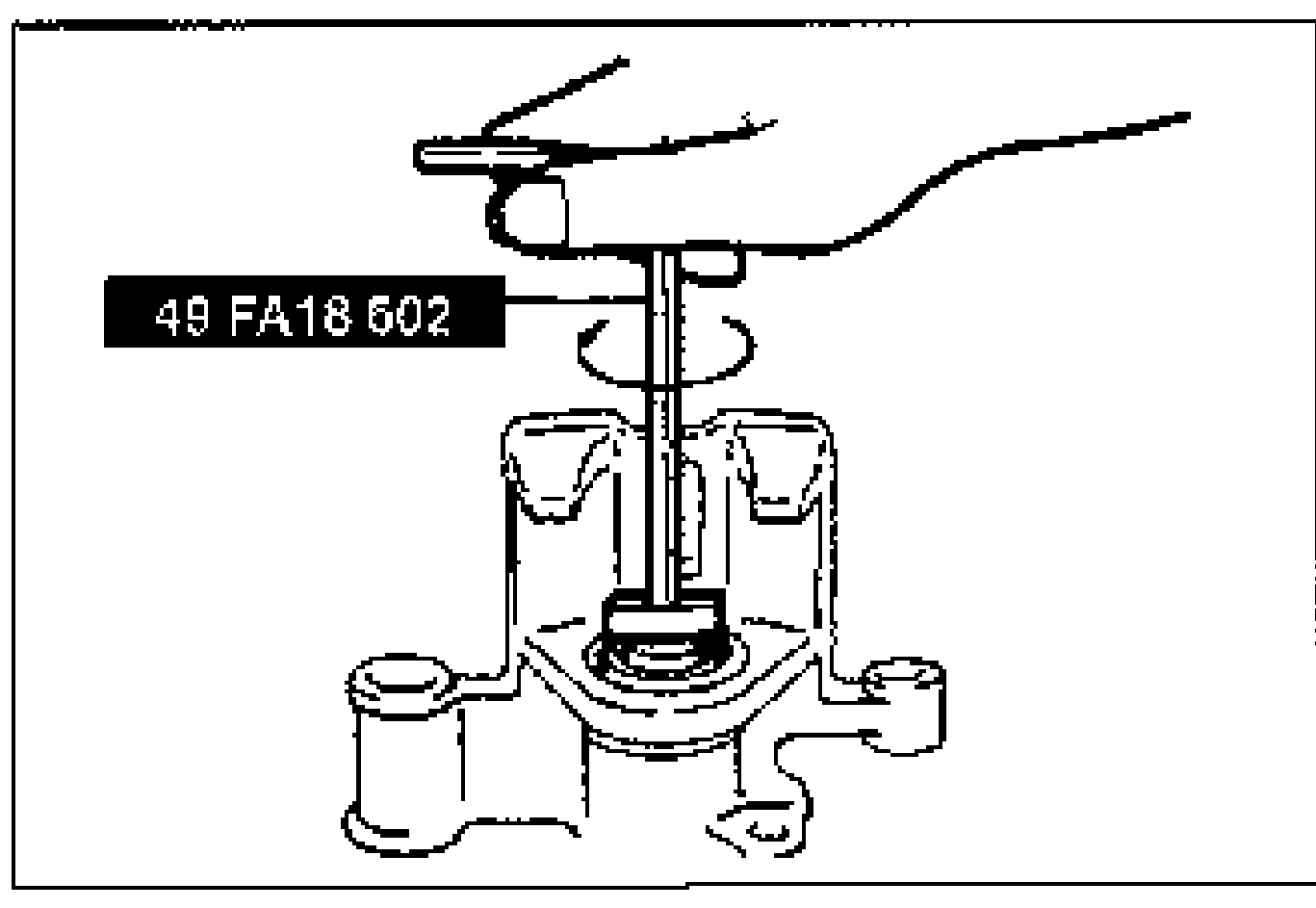 Turning the piston into the caliper by rotating SST 49 FA18 602 clockwise until it stops.