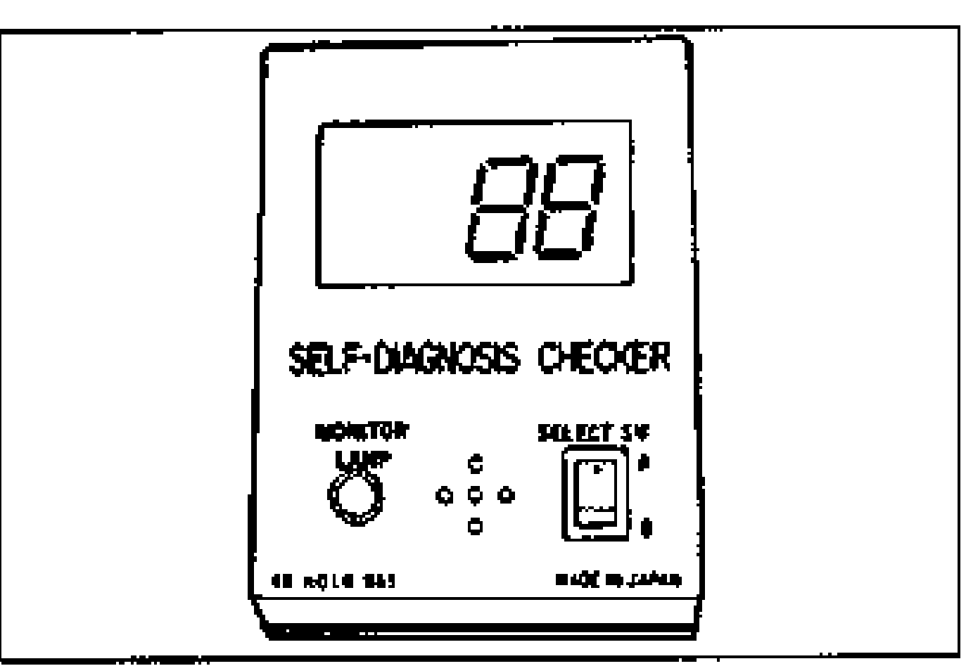 Illustration of the Self-Diagnosis Checker showing a digital display reading 88, a MONITOR LAMP, and a SELECT SW switch. Labels SELF-DIAGNOSIS CHECKER, MONITOR LAMP, SELECT SW.