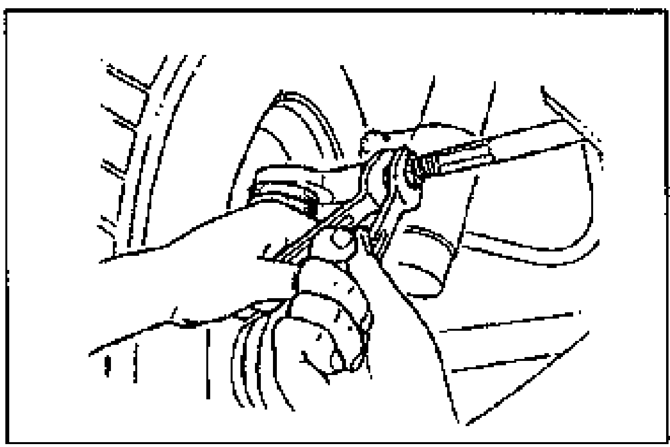 Hand using a wrench to tighten the front tie rod locknut on the steering linkage, illustrating the front toe-in adjustment continued from the previous page.