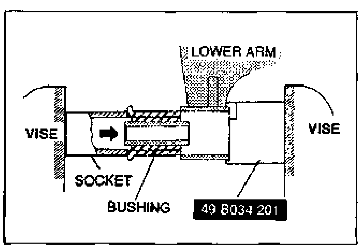 Installing the ball joint dust boot by pressing it on with SST 49 1243 785; downward arrow indicates press direction. Label: BALL JOINT.
