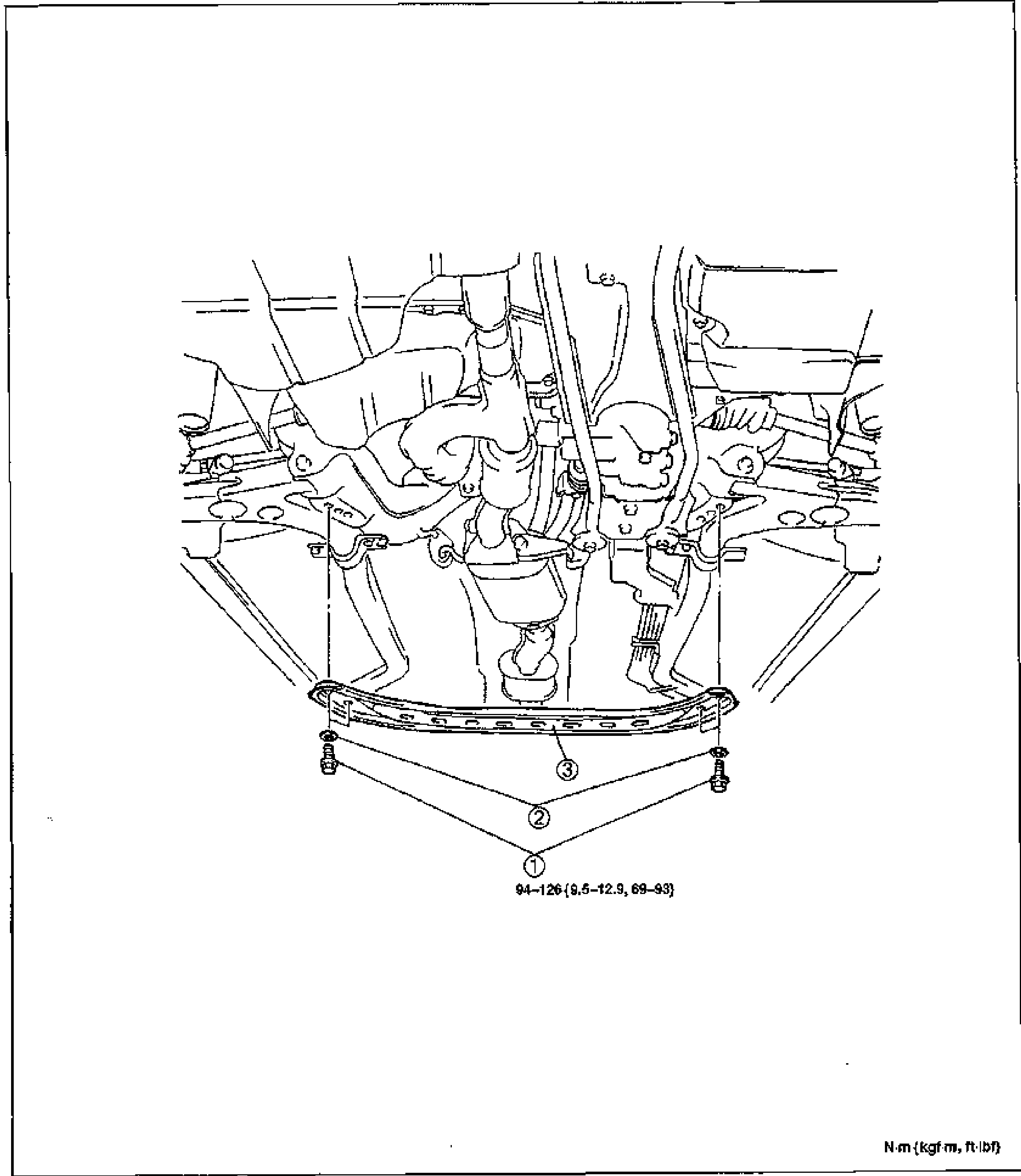 FRONT SUSPENSION (STRUT) — TRANSVERSE MEMBER (K8 DOHC) Removal / Inspection / Installation