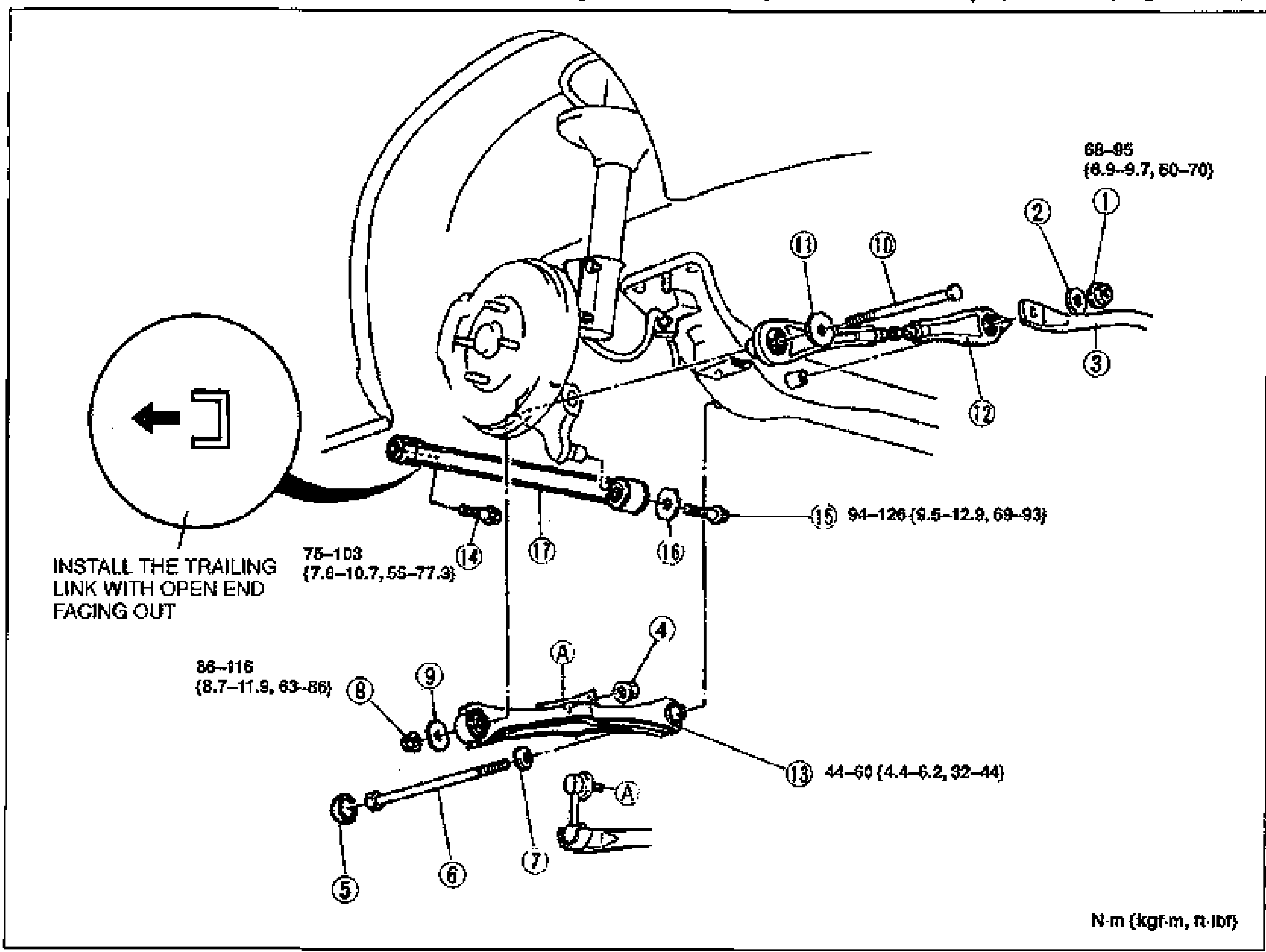 PERFORMANCE ROD, LATERAL LINK AND TRAILING LINK — Removal / Inspection / Installation