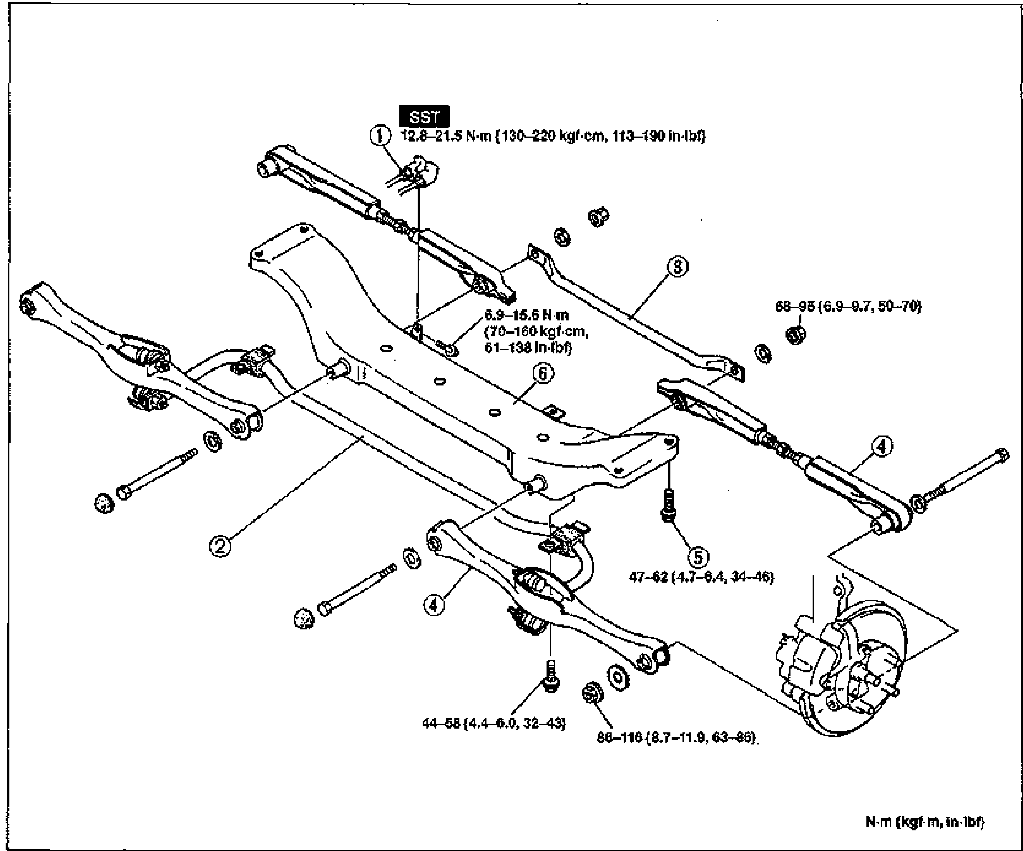REAR CROSSMEMBER — Removal / Inspection / Installation