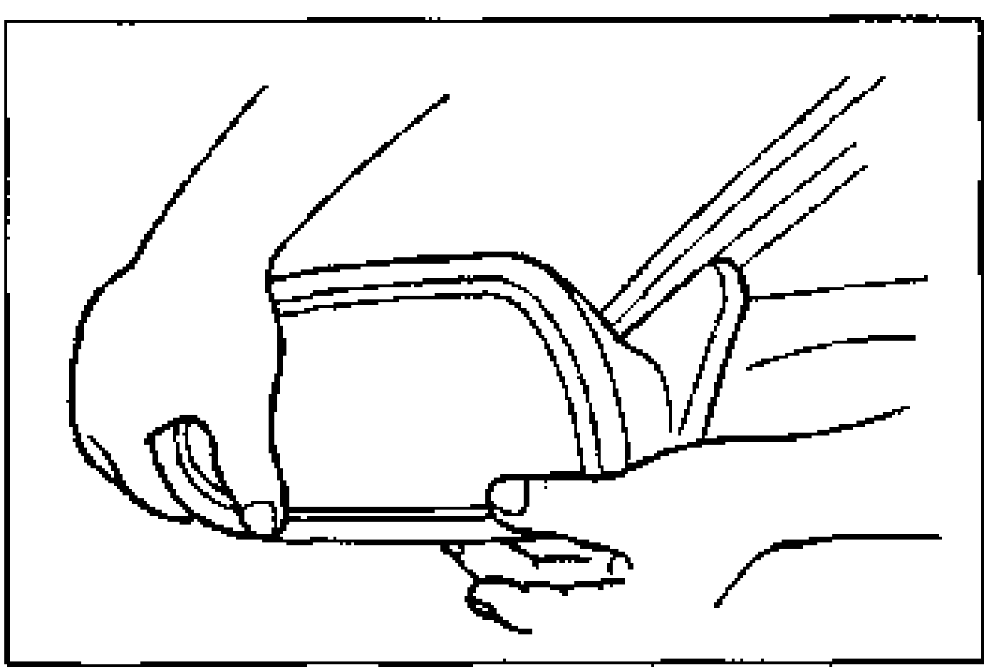 Illustration of installing the mirror glass into the frame and pressing it in to secure it.