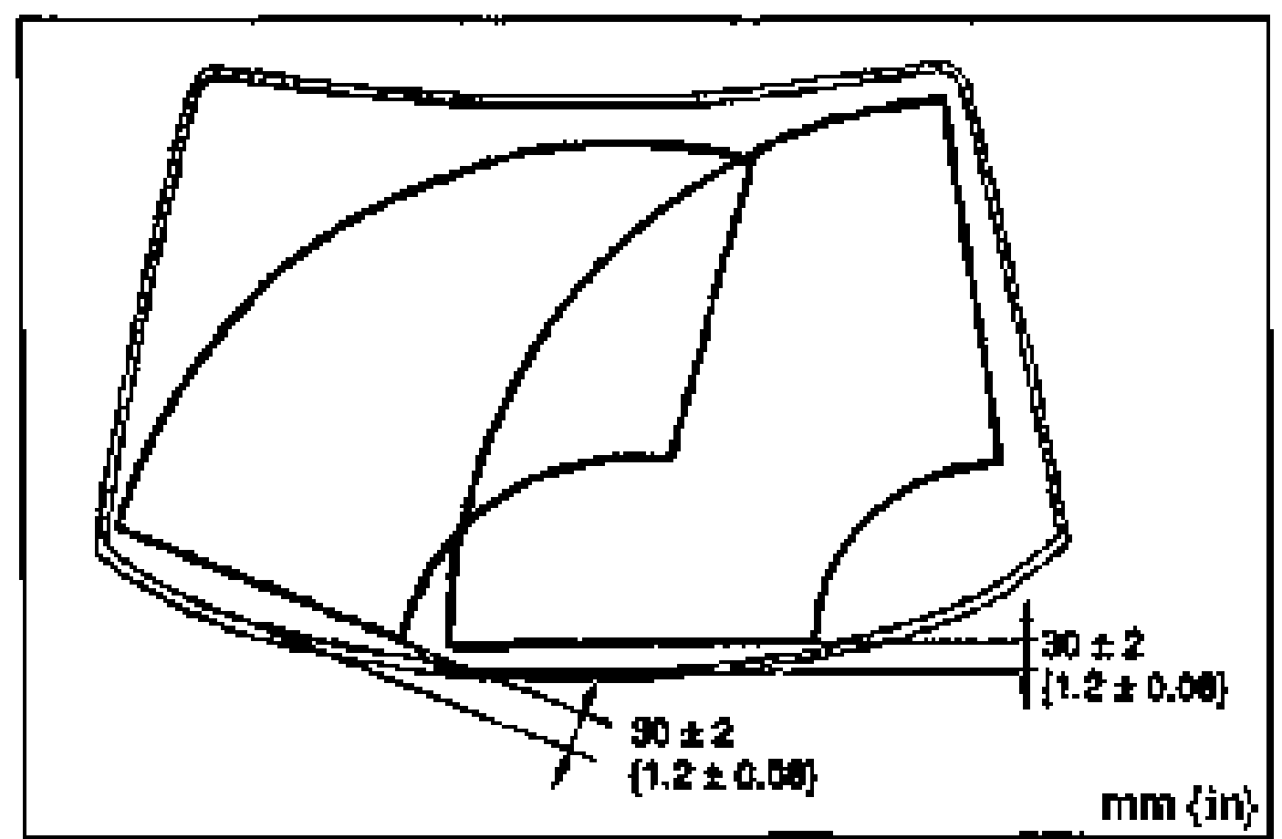 Illustration of the windshield showing the wiper blade park positions with the wiper arm height dimension 30 ± 2 mm (1.2 ± 0.08 in) called out at the lower edge of the glass for both wipers.