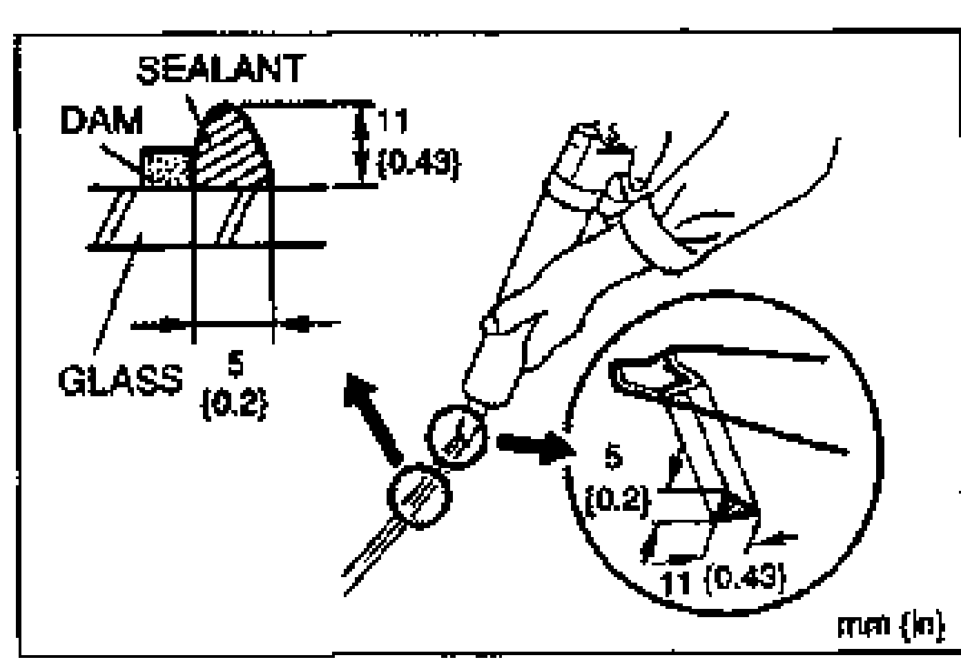 Hand applying primer with a brush to the molding/body bonding area. Cross-section details of the MOLDING (UPPER) and MOLDING (SIDE) profiles are shown at right, with BODY PRIMER application area labeled.