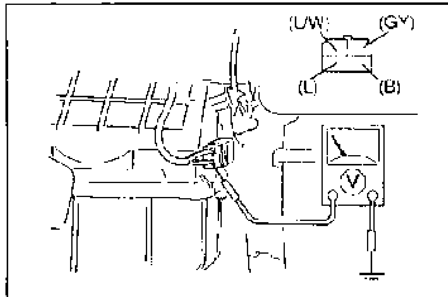 Measuring voltage at the blower relay connector with a voltmeter. Connector terminal layout shows wires (L/W), (GY), (L), (B).