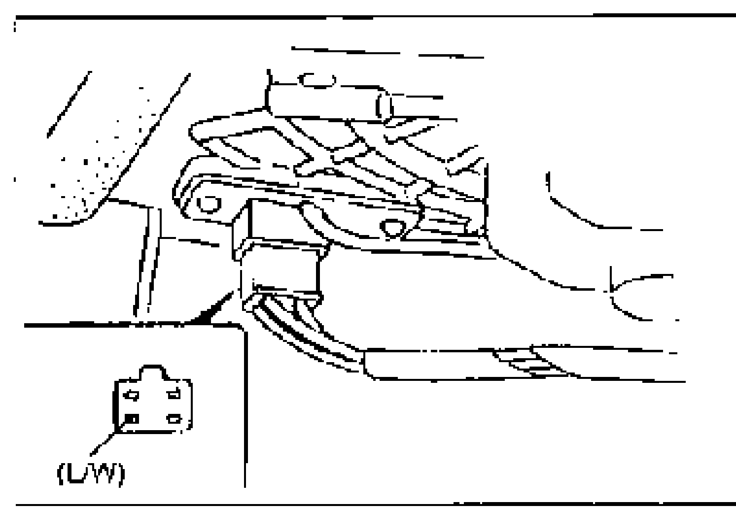 Illustration of the resistor connector under the dash with the (L/W) terminal wire indicated, for the Step 6 voltage measurement.