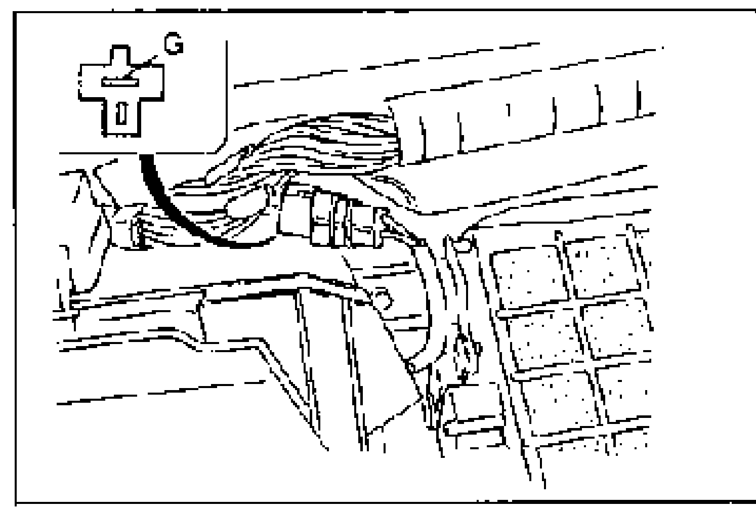 Underdash harness/connector area showing the (G) terminal location near the heater unit, with wiring harness routing.