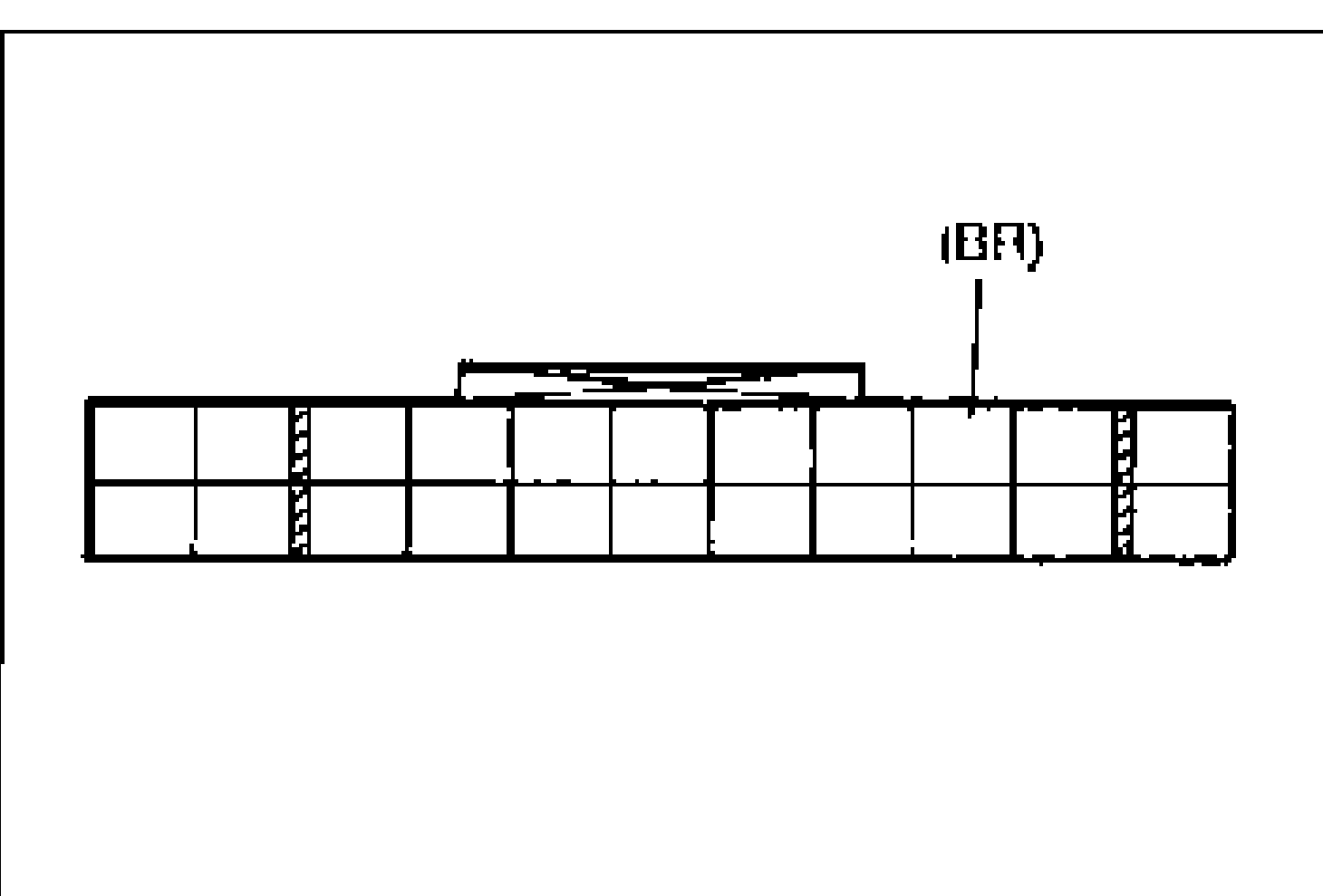 ECM connector terminal layout, top view, with the (BR) terminal callout pointed out.