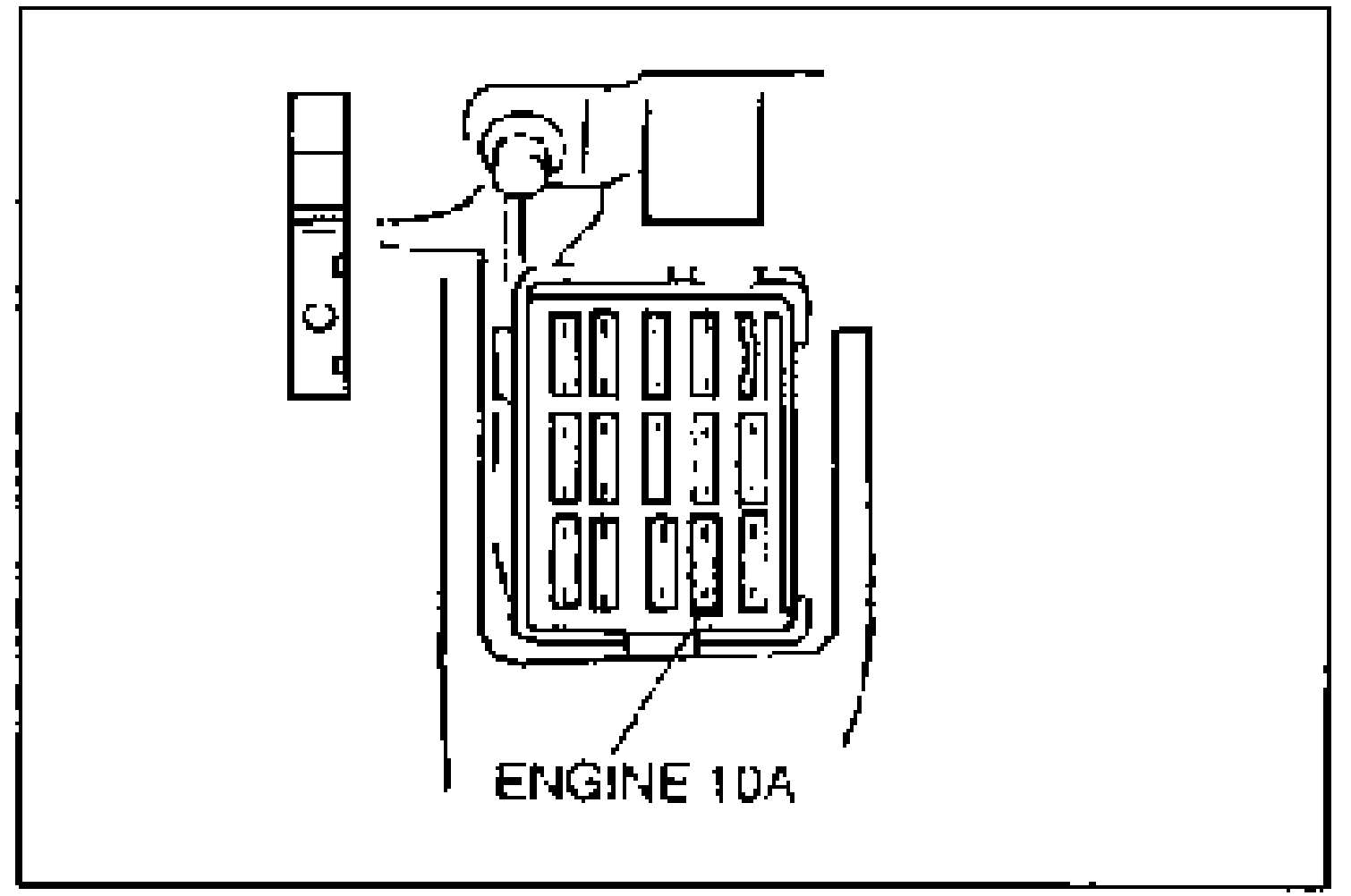 Fuse block location with the ENGINE 10A fuse called out at the bottom.