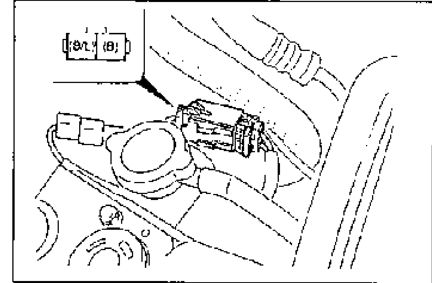 Condenser fan connector location with (B/L) and (B) terminal wires called out, harness routing near the fan.