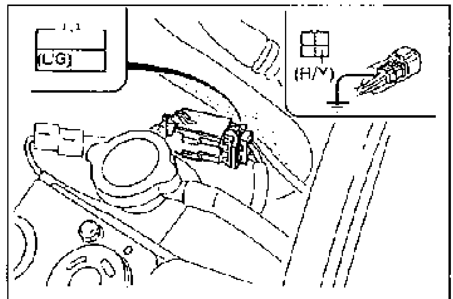 Condenser fan connector location with connector pin diagrams for (L/G) and (R/Y) shown as insets.