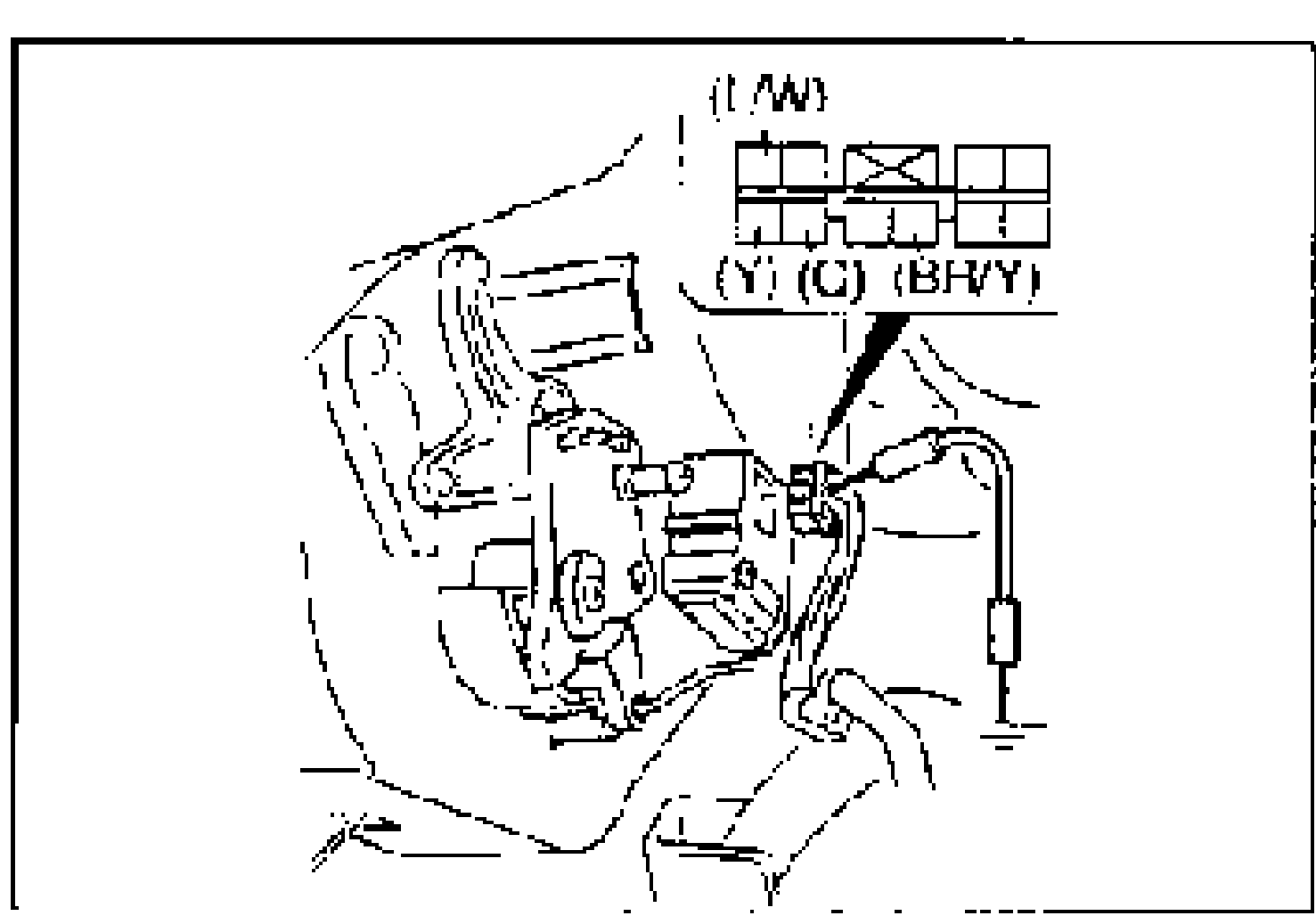 Airflow mode actuator connector with jumper wire and voltmeter probes. Connector pin diagram inset shows terminals (L/W), (Y), (G), (BR/Y).