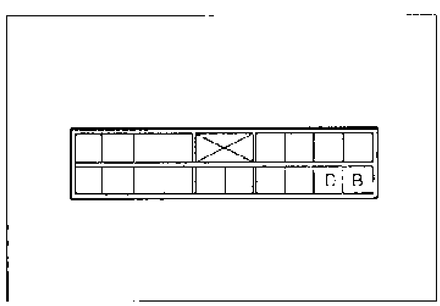 Heater control unit connector terminal layout for the A/C switch (logic type) check, with terminals D and B identified at the lower-right of the connector grid.