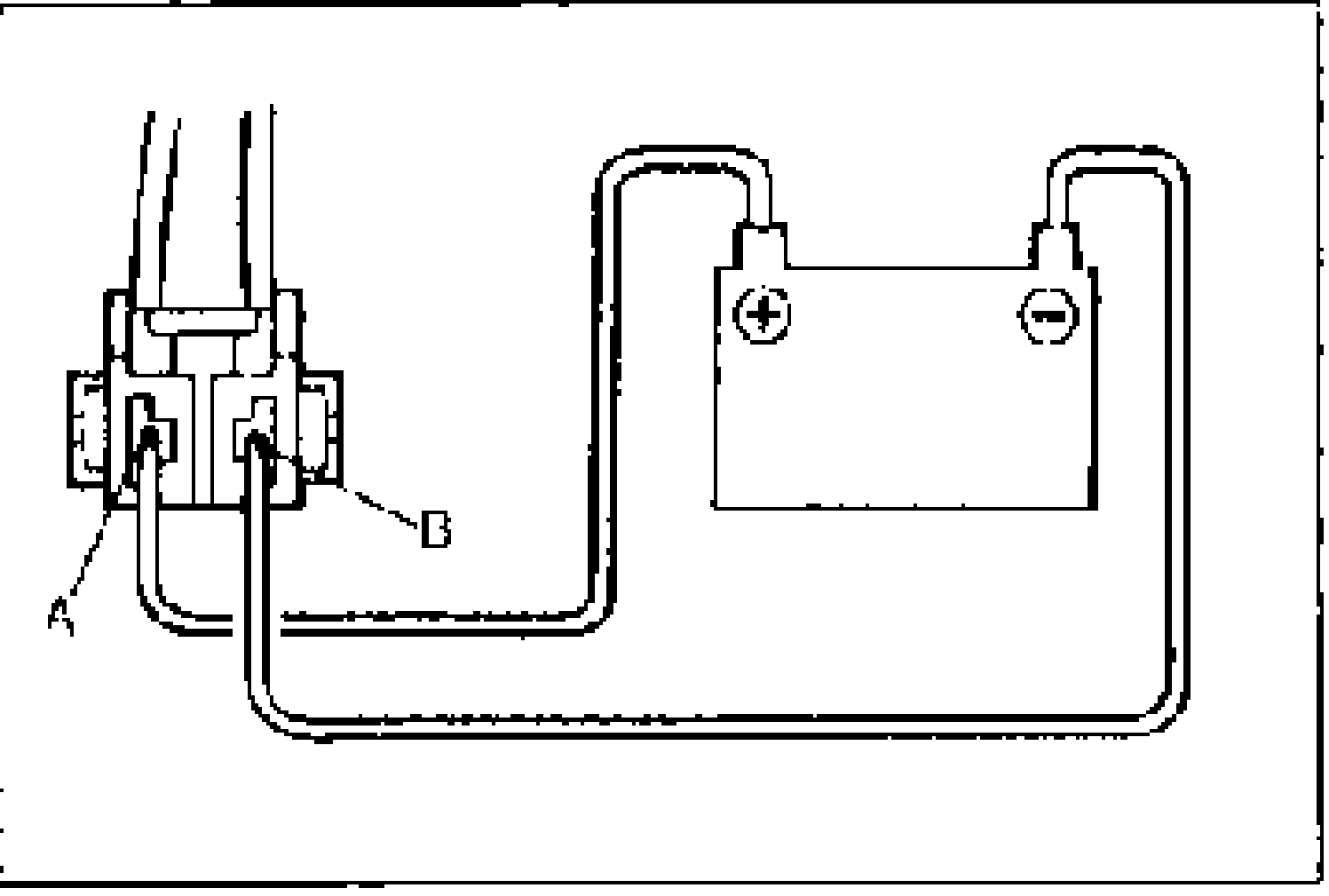 B6 condenser fan connector test diagram. Battery positive voltage to terminal A and terminal B to ground on the 2-pin condenser fan connector.