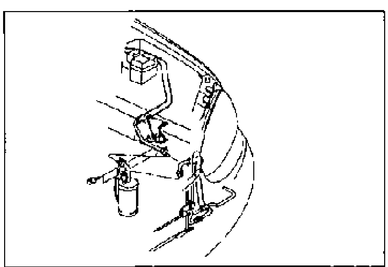Engine-bay line drawing showing the receiver/drier mounted on its bracket with the cooler pipes connected, illustrating its removal.