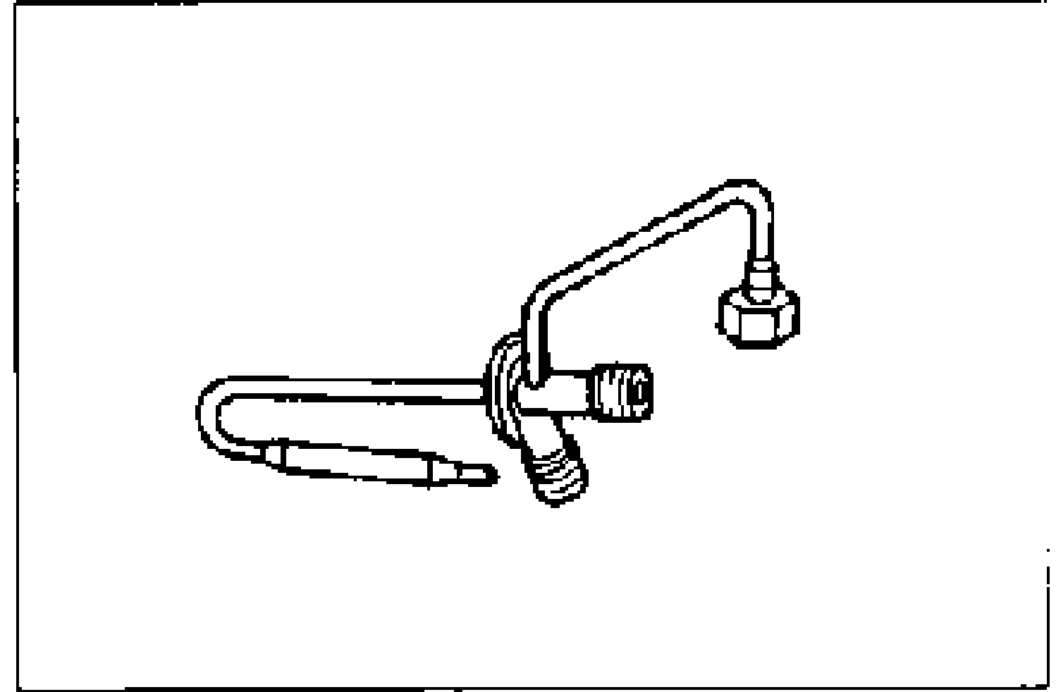 Line drawing of the expansion valve with its inlet/outlet piping and heat-sensing tube, illustrating expansion valve replacement.