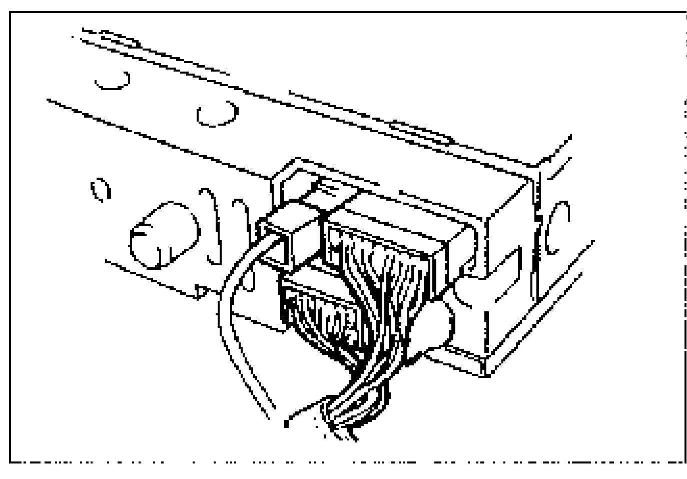 Photo of the audio unit connector at the rear of the unit with the wiring harness attached.