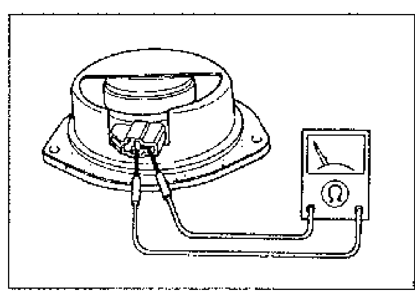 Illustration for Step 5: a speaker removed from its mounting with its connector disconnected. A multimeter set to ohms (Ω) probes the two speaker terminals to measure resistance.