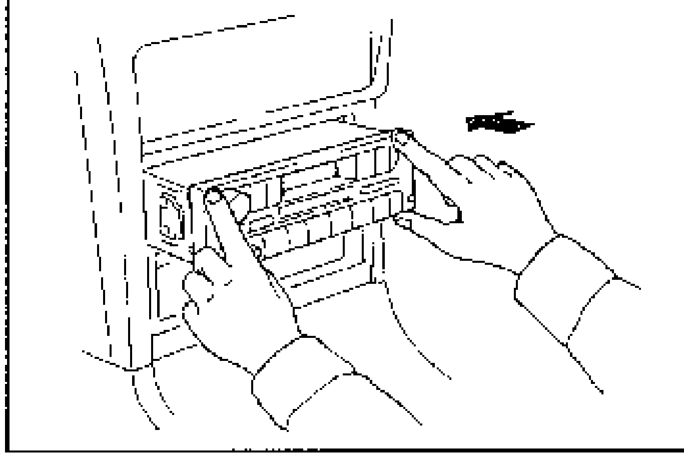 Hands inserting the audio unit back into the dashboard opening with a directional arrow. Illustrates Audio Unit Installation step 3.